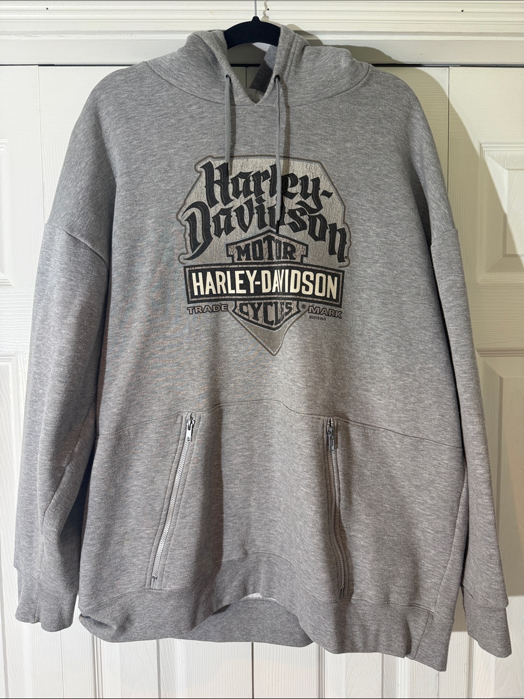 Harley-Davidson Gray Pullover Hoodie With Logo Patch